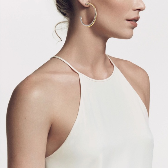 David Yurman Jewelry - Crossover Hoop Earrings in Sterling Silver with 18K Yellow Gold